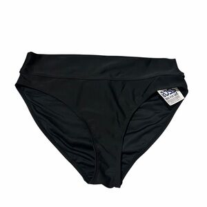 Caribbean Joe Black High-Waisted Swim Bottoms size 14